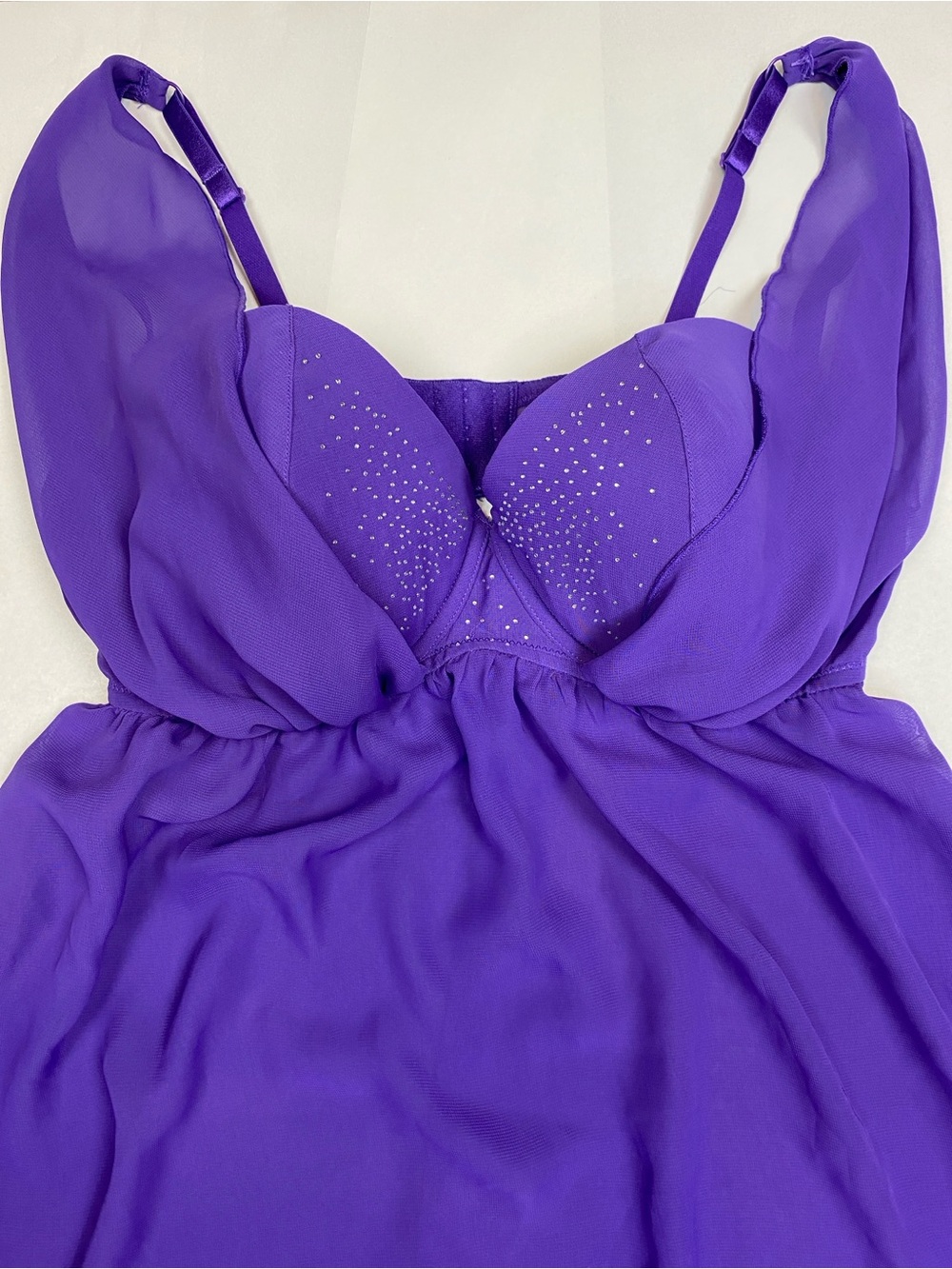 Cacique Purple Rhinestone Sheer Babydoll Lingerie Plus Size 18/20